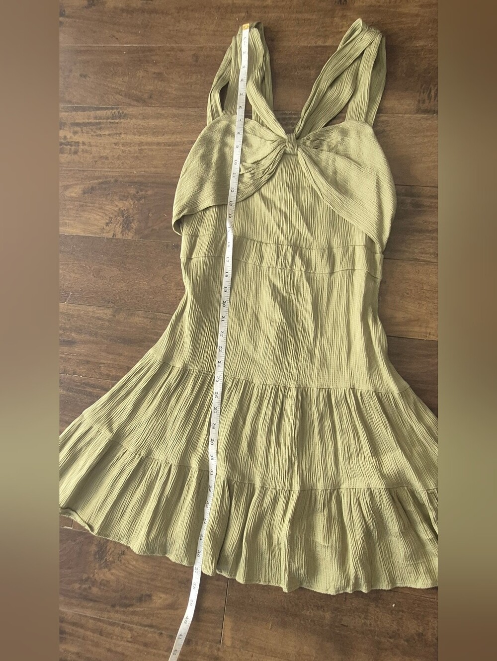 Ted Baker Crinkled Olive-Green Mini Dress - Picture 3 of 8